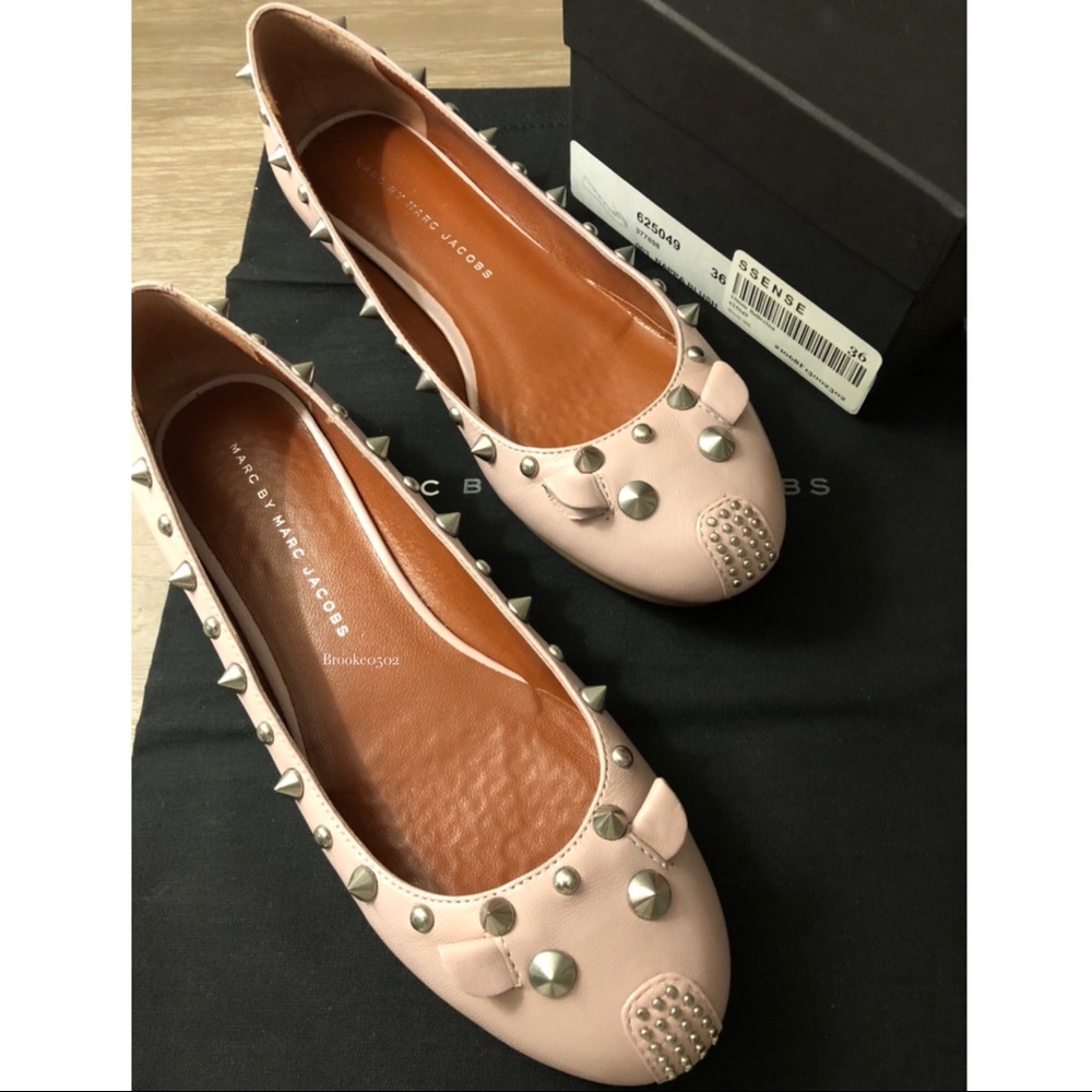 Marc By Marc Jacobs Blush Studded Mouse Flats 36